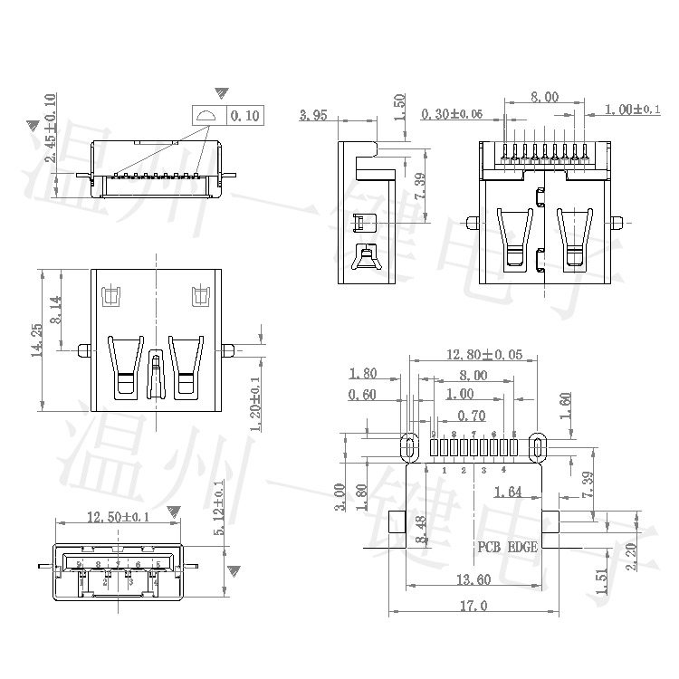 usb 3.0A母90度直边蓝胶母座 A母沉板居中脚笔记本电脑接口-阿里巴巴