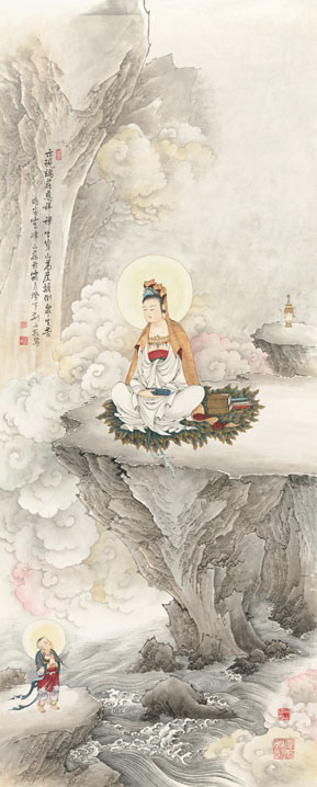 Copy Print Xia Jingshan Tong Boy Baiyin Guanyin 77x192cm Paper Ben-Taobao