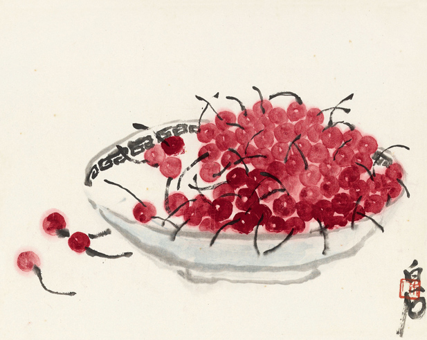 Micro-print Painting Heart Qi Baishi Cherry 33x26cm