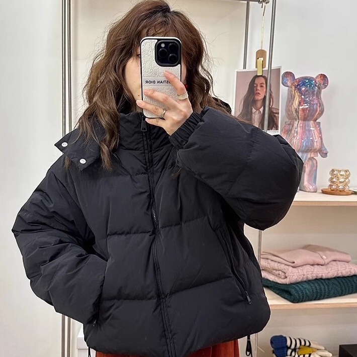 High-Quality New Detachable Hooded down Cotton Jacket for Women, Thickened Short Style, Slim Fit, Winter Coat ins