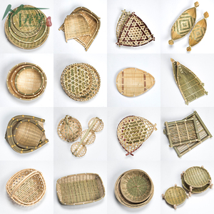 Handmade Tray For Home Woven round Dustpan Bamboo Basket