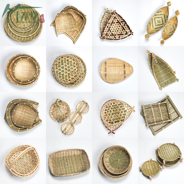 Handmade Tray For Home Woven round Dustpan Bamboo Basket
