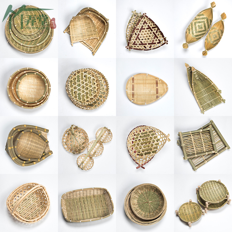 Handmade Bamboo Basket, Sieve, Bamboo Woven Fruit Basket, Snack Tray, Household Woven Craft Round Dustpan Handmade Bamboo Basket, Sieve, Bamboo Woven Fruit Basket, Snack Tray, Household Woven Craft Round Dustpan