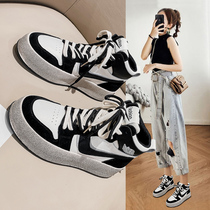 Net Red Hook High-top shoes women 2021 explosive leather Joker thick-soled casual sneakers board shoes autumn New