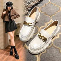 British style small leather shoes womens black leather Joker thick-soled loafers women jk2022 new spring and autumn lazy single shoes