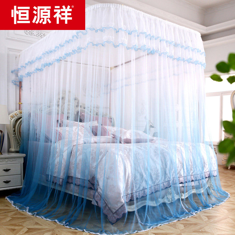 Hengyuanxiang guide rail mosquito net new princess wind thickened encryption U-shaped telescopic bracket rail 1 5m 1 8m household