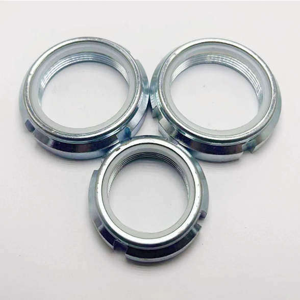 Carbon steel galvanized nylon locking self-lock anti-slip anti-slip round nut M10M12M14M16M18M20M22M24