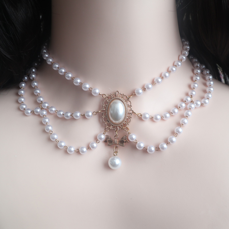 Pearl Necklacesolar system Lolita the soft girl Headwear Hair band Lo Niang Sweet daily Hairpin KC Versatile Lolita Accessories Small things Adorable