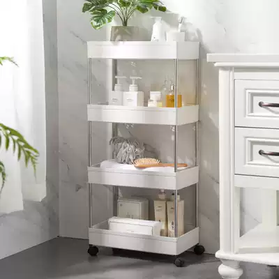 Powder room multi-layer floor-to-ceiling shelf Kitchen crevice storage shelf Plastic living room trolley sundries finishing rack