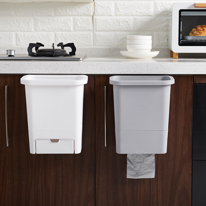 Kitchen household hanging trash can creative overall cabinet door can hang large storage bucket Desktop lidless garbage can