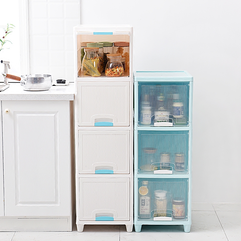 Kitchen crevice storage shelf Plastic household layered seasoning tank shelf Fruit and vegetable shelf Powder room shelf