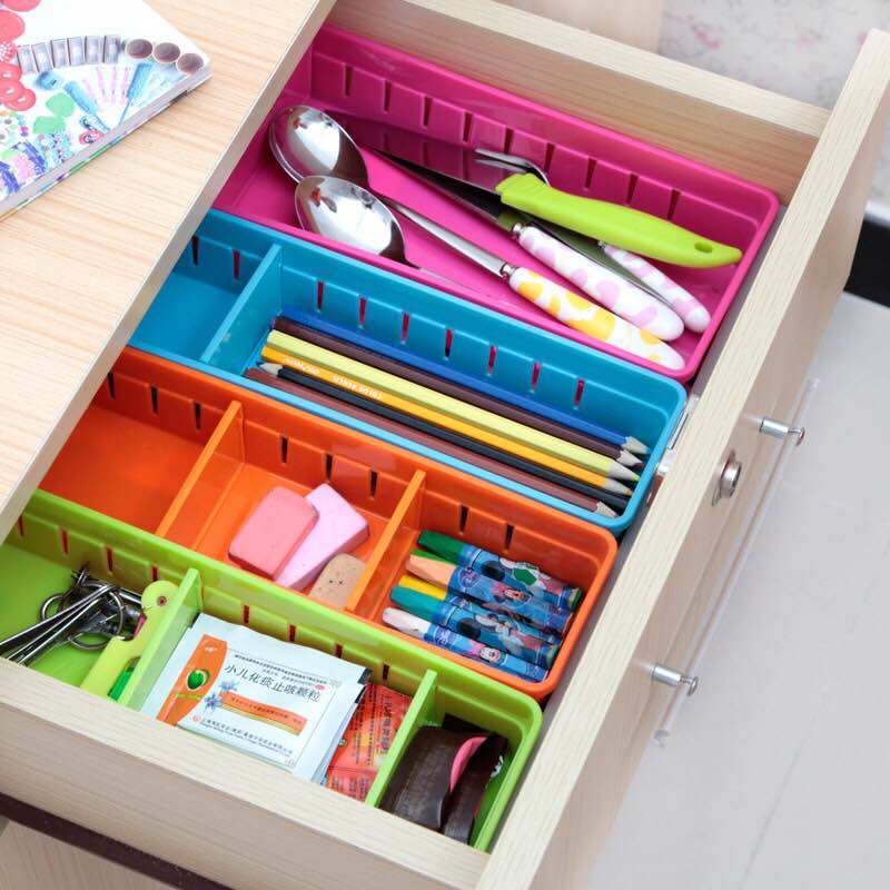 Creative Day Style Dazzling Drawer Type of plastic cutlery Cosmetic Finishing Box Free separation of finishing grids