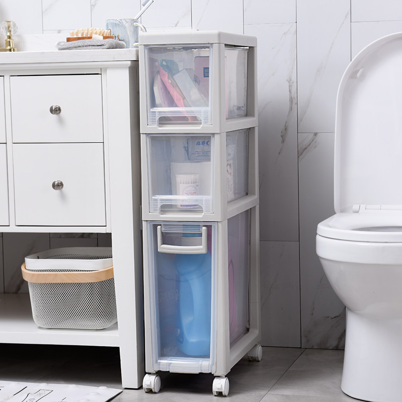 20CM bathroom seam holder, powder room, storage layer rack, plastic floor-standing multi-layer shelf side gap cabinet