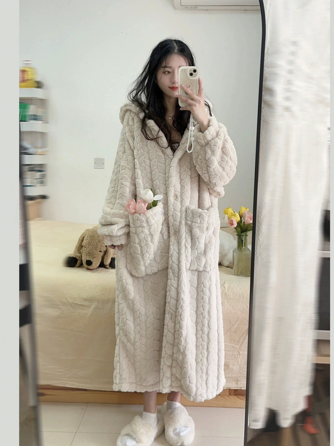 Королевский бархатный зимний пижамный комплект с капюшоном, тёплая Bathrobe, размер, 2026 год
