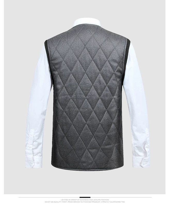 Mùa thu và mùa đông quần áo dày của nam giới trong chiếc áo vest cotton cao cổ rộng vai ông nội vest vest cộng với phân bón XL áo khoác cha áo khoác vest nam hàn quốc