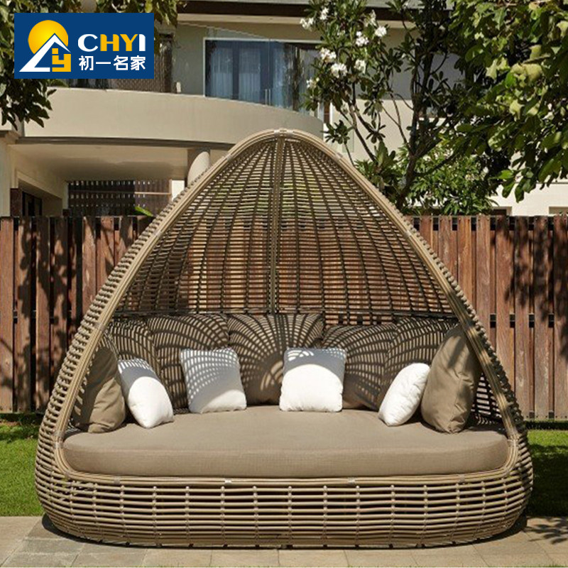 Outdoor sofa lying bed chair cane open-air swimming pool creative vine chair Fuji sofa hotel high-end personality bed
