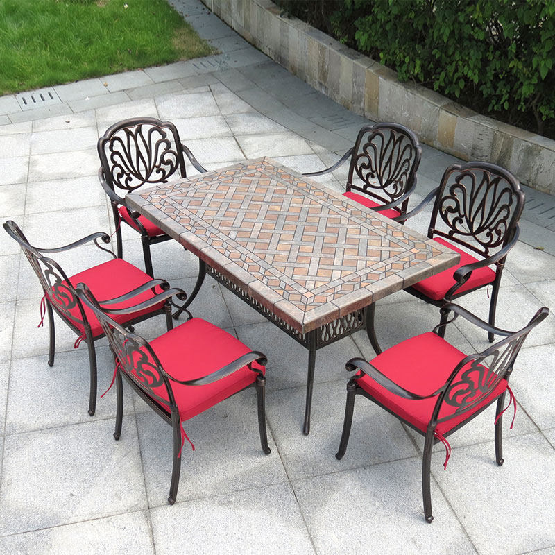 Outdoor table and chair courtyard modern cast aluminum balcony outdoor tables and chairs combined villa garden iron table and chair