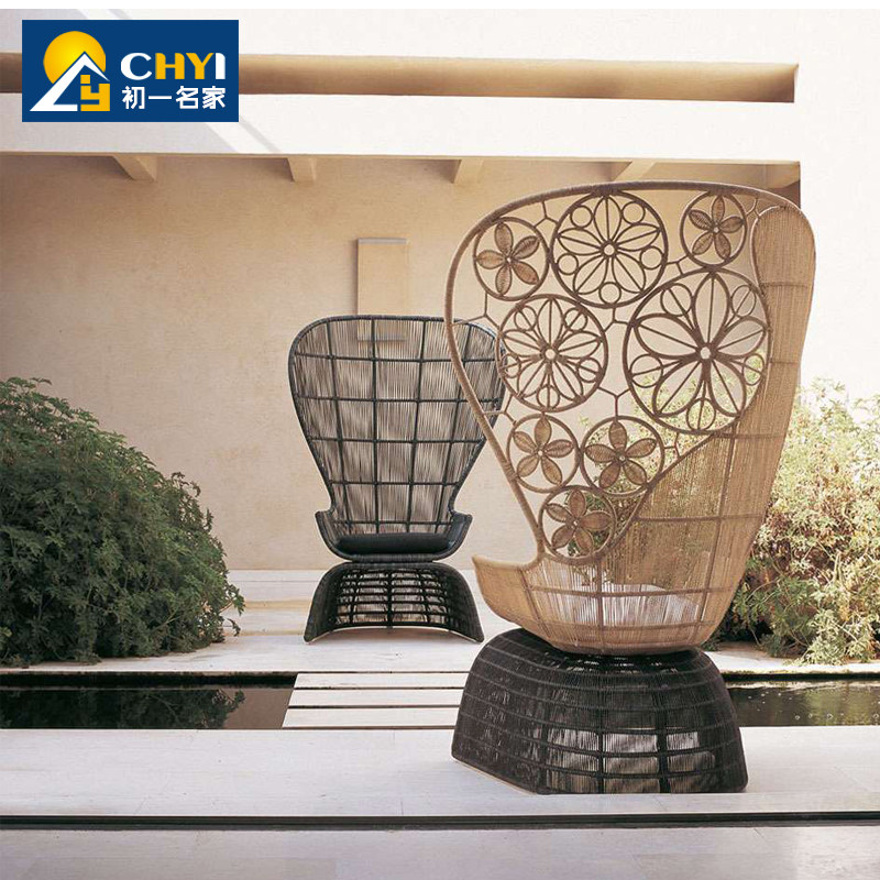 Nordic Outdoor Sofa VILLA AREA VINE CHAIR DESIGNER LIKE BOARD ROOM OUTDOOR PERSONALITY ART HIGH BACK RATTAN CHEDINE SOFA