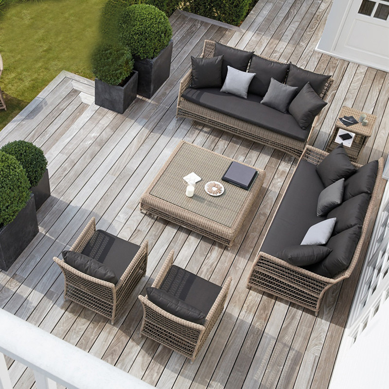 Outdoor Sofa Patio Woven Vine Sofa Trio Outdoor Open-air Rattan balcony Fujitsu Furniture Yangguang Room Sofa-Taobao