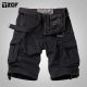 Summer Men's Loose Straight Workwear Shorts Multi-pocket Black Middle Pants Outdoor Cropped Pants Casual Shorts Large Size