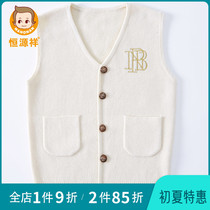Hengyuan Xiang Childrens waistcoat Waistcoat Tide Fall V Collar Ocean Boy Sweatshirt Knit Goat Sweatshirt Waistcoat