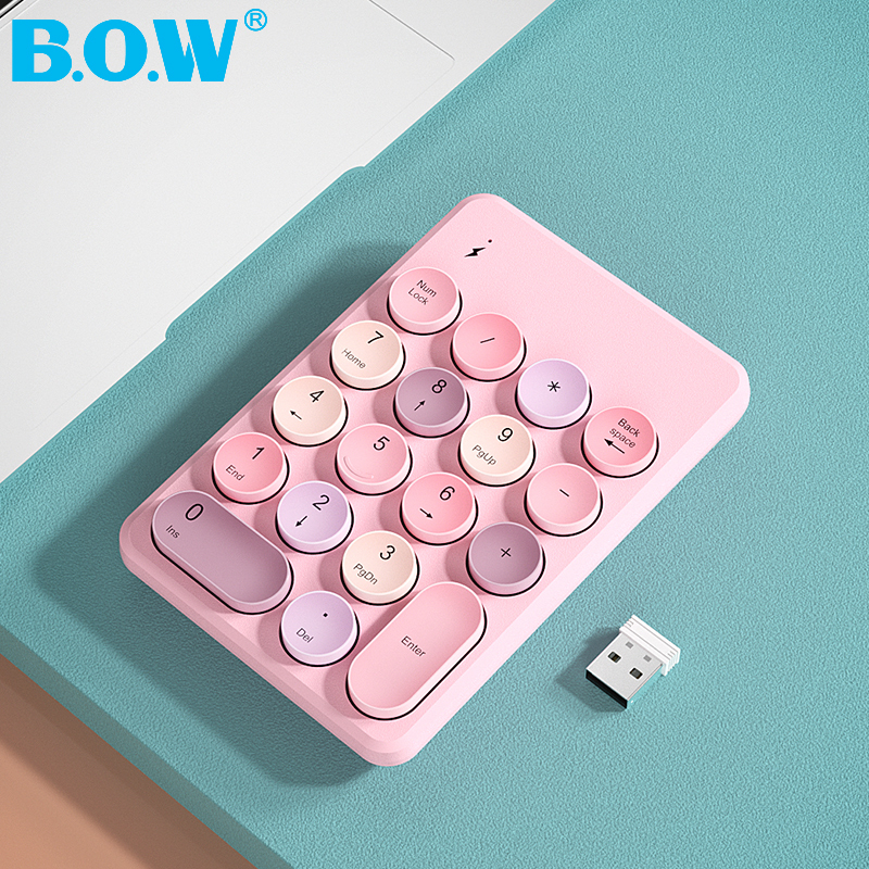 Bow Bluetooth Wireless Silent Numeric Keypad Mouse Set Mechanical Feel External Portable for Laptop