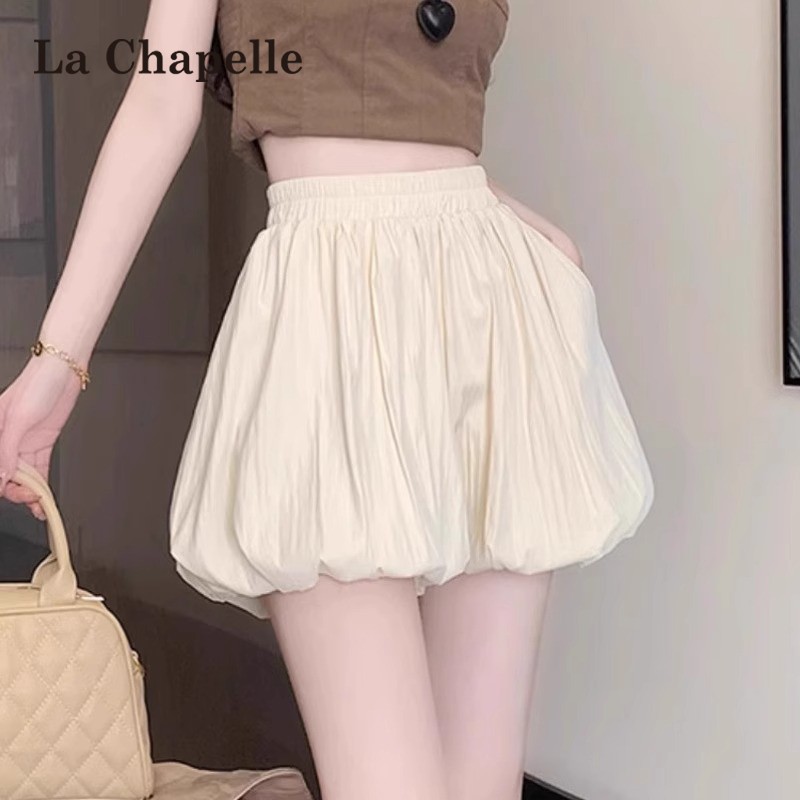 La Chapelle バレエスタイル フラワーバッド スカート パンツ レディース サマー スイート スパイシー ハイウエスト スリム Aライン カジュアル パフィー ランタン ショーツ