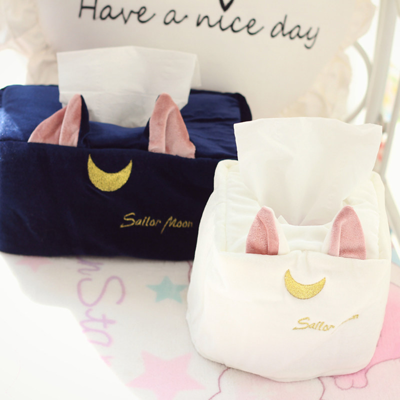 Soft cute beautiful girl warrior luna cat stereo tissue box card living room car sanitary paper box