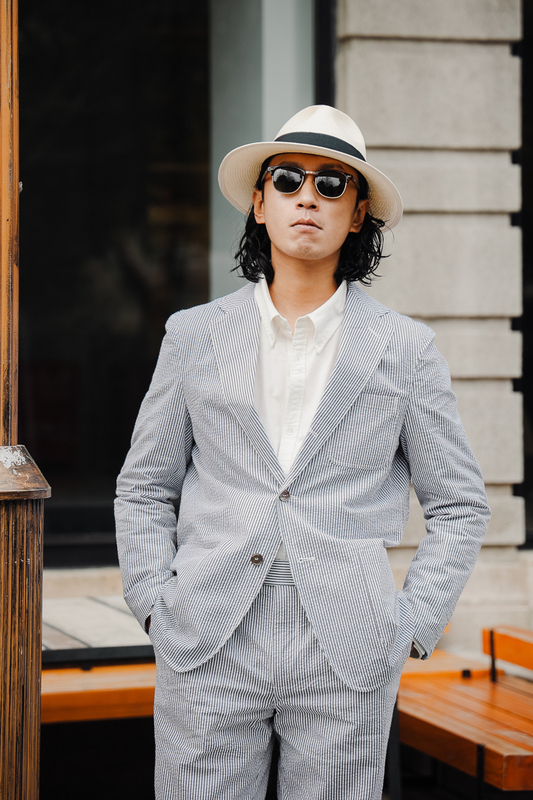 Seersucker Seersucker Thin Suit Cotton Stripesd Slim Jacket Italian Retro Casual Suit for Men