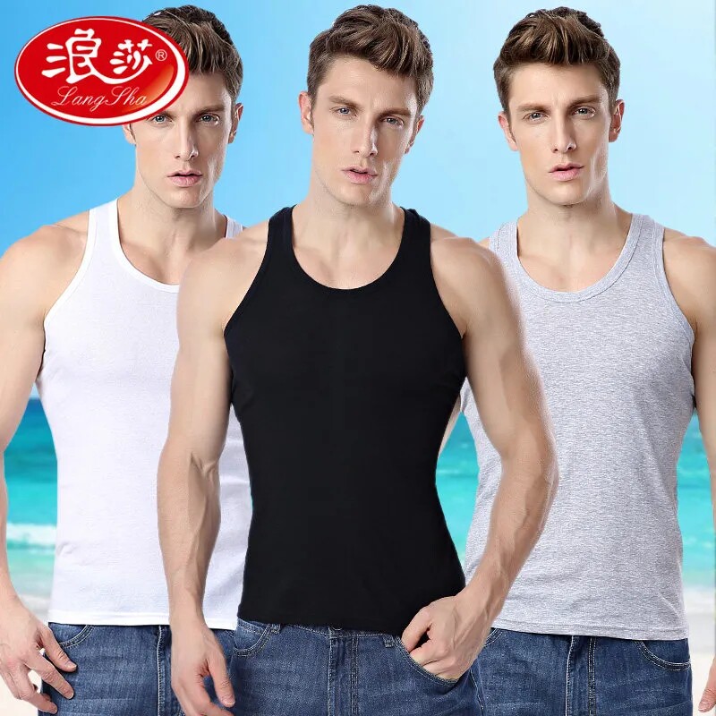 Romantic Men Vest 100% Pure cotton Youth Breathable Summer Loose Sweatshirt Crossbar Sling White Sport Beat