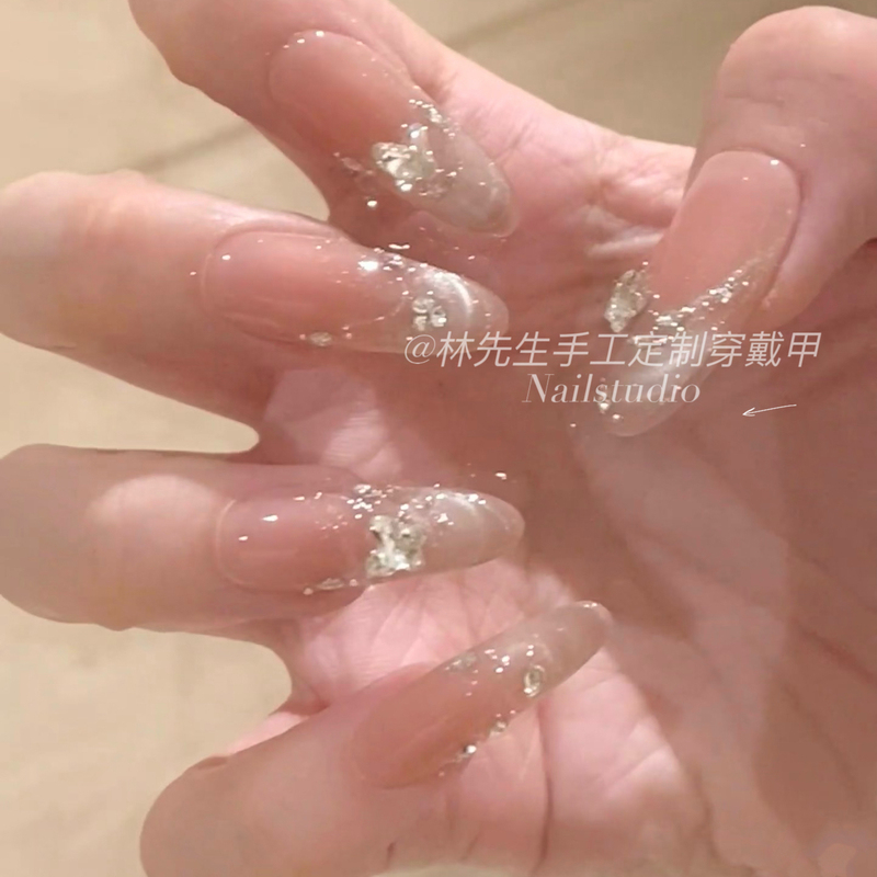 【Crystal Butterfly】Lxs Mr. Lin's High-End Dazzling Cat-Eye French Butterfly Style Finished Fake Nails