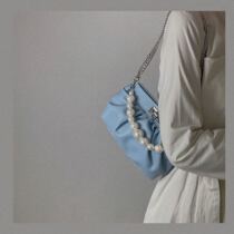 Pearl chain cloud small bag women 2020 spring and summer new soft leather pleated small fragrant wind shoulder shoulder crossbody underarm bag