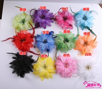 Belly Dance Headwear floral headdress Bright Beaded Feather Headwear Performance Ornaments Corsage Square Dance Performance Props floral headdress