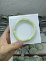Fine blue field jade old pit material milk green bracelet 58 caliber round bar
