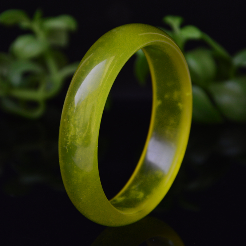 Natural Shaanxi Xi'an Gold jade bracelet ginger flower jade blue field jade ice penetrating grade jade bracelet with certificate
