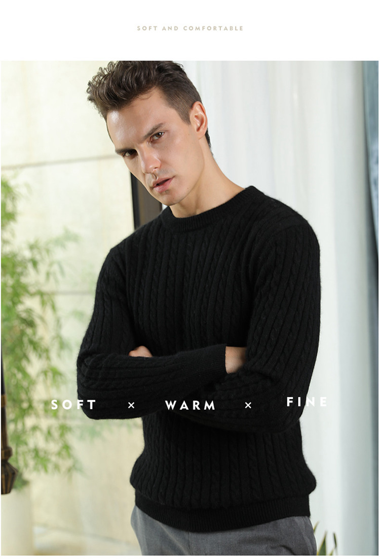 Mùa thu và mùa đông mới áo len cashmere nguyên chất nam cổ tròn xoắn áo len dày áo len trẻ trung phiên bản Hàn Quốc của áo len đáy áo đôi nam nữ