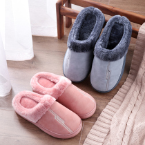 Waterproof cotton slippers women winter warm thick bottom couple home indoor non-slip home slippers men autumn and winter