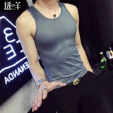 Мужской летний дышащий спортивный шелковый жилет для спортзала, облегающий крой, в корейском стиле, в обтяжку