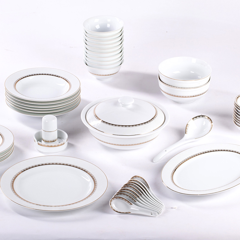 Red leaves Europe type ceramic dishes suit household contracted fine white porcelain tableware suit jingdezhen dishes chopsticks