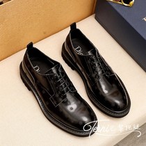 Dior Dior new full-print spider men Derby shoes low-top lace-up casual leather shoes round head business dress shoes