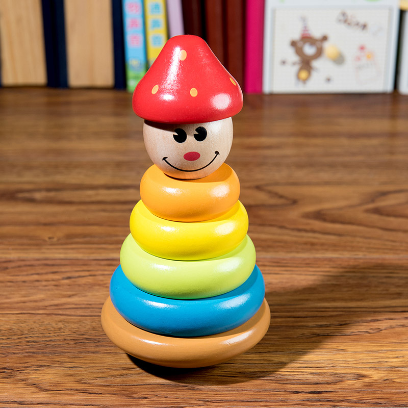 Baby rainbow tower Children Baby wooden set toy 1-2-3-6 years old puzzle stacked music