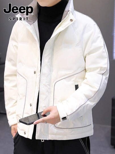 Jeep Spirit Men's down Jacket Winter New White Duck down Cold-Proof Hooded Ski Jacket Casual Jacket for Men