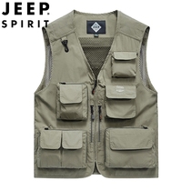  JEEP jeep outdoor vest mens spring and autumn casual loose breathable thin multi-purpose clothing photography fishing vest