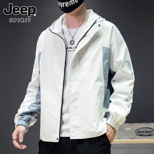 JEEP SPIRIT Демисезонная ветрозащитная мужская куртка с капюшоном, свободный крой