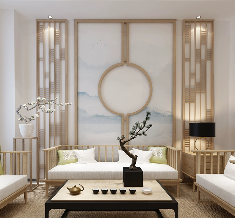 Màn hình khách sạn bằng gỗ nguyên khối Trung Quốc vách ngăn phòng khách phòng ngủ phòng ăn phòng khách phòng khách màn hình tròn [màu nước núi] - Màn hình / Cửa sổ