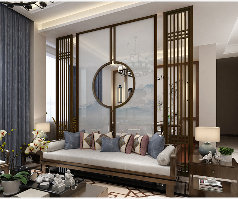 Màn hình khách sạn bằng gỗ nguyên khối Trung Quốc vách ngăn phòng khách phòng ngủ phòng ăn phòng khách phòng khách màn hình tròn [màu nước núi] - Màn hình / Cửa sổ vach ngan phong khach dep