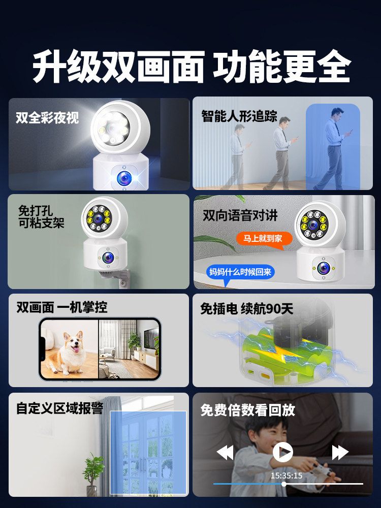 Wireless Monitor Mobile Phone Remote Home Camera Indoor 360-Degree No Blind Spots Home Photography