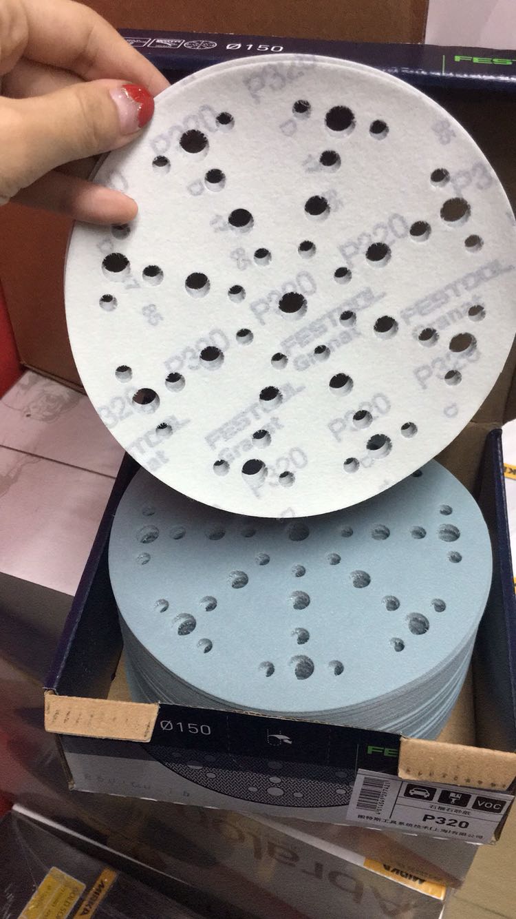 German 6-inch 48 holes dry frosted paper applicable Feith grinder pomegranate stone flocking self-adhesive 17 holes polished