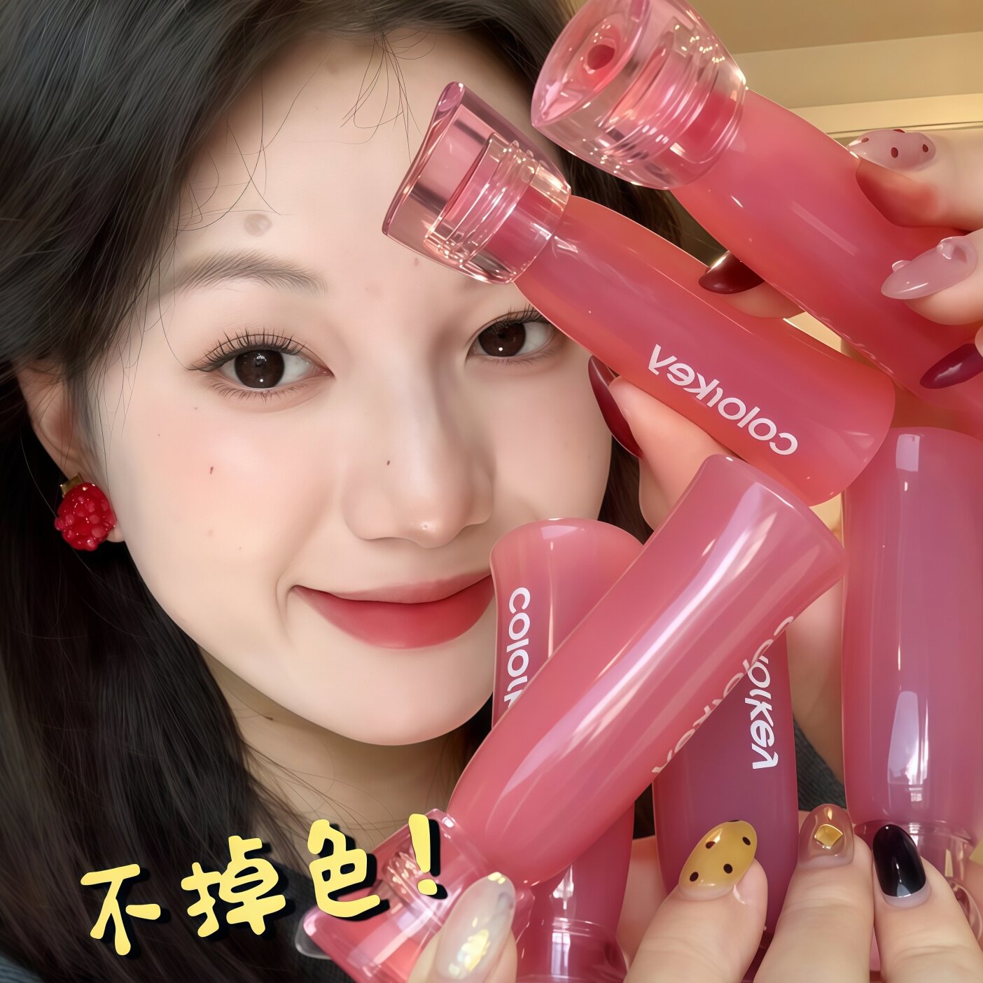 バージョン2.0にアップグレード！Colorkey ウォータリーミスト リップグロス、色移りしないマットなヌードリップグロス（女性用）。