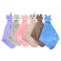 Cute rabbit little square towel kitchen bathroom hanging hand towel coral velvet towel